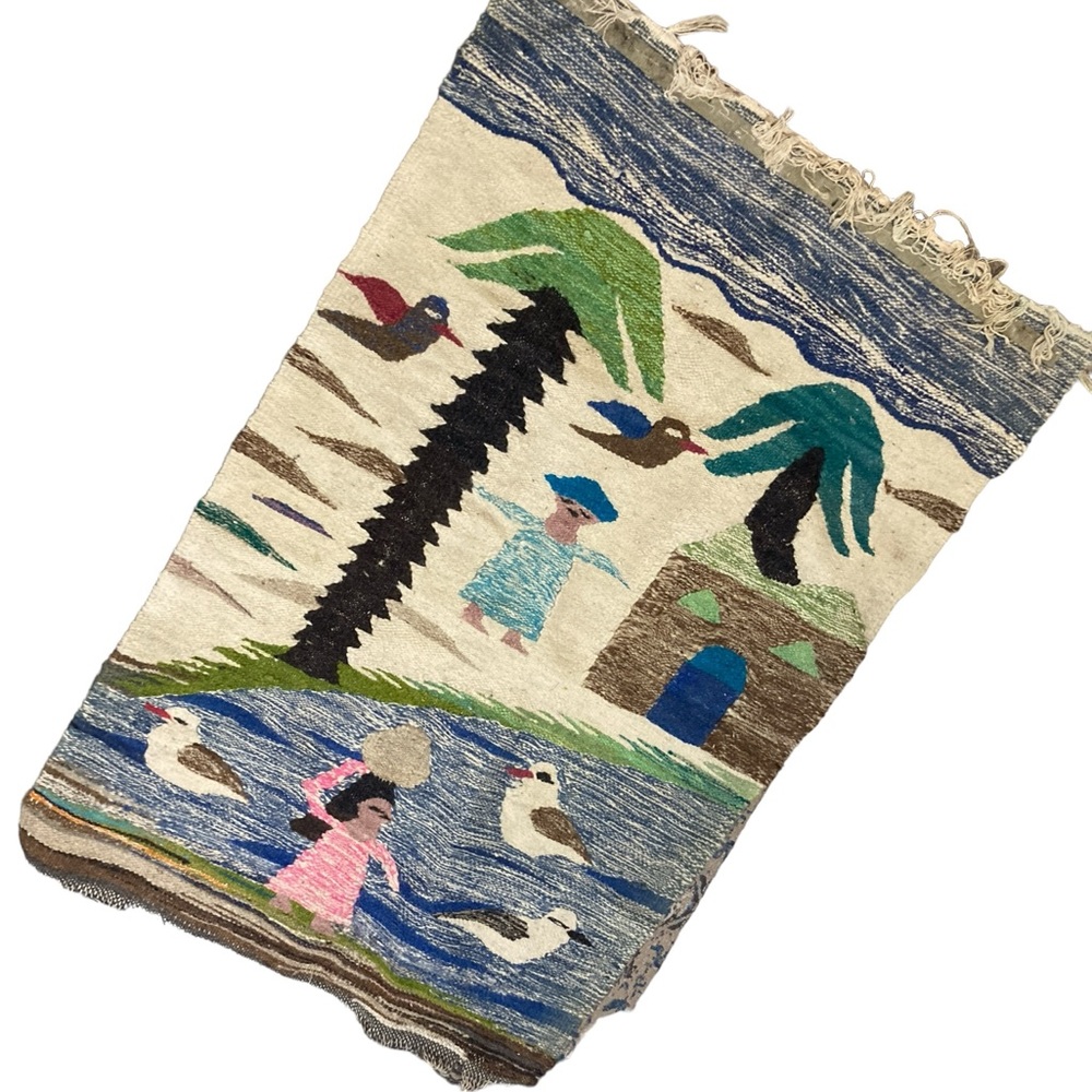 VTG Folklore Rug-27” x 42”- So Awesome! Freshly Cleaned 💙